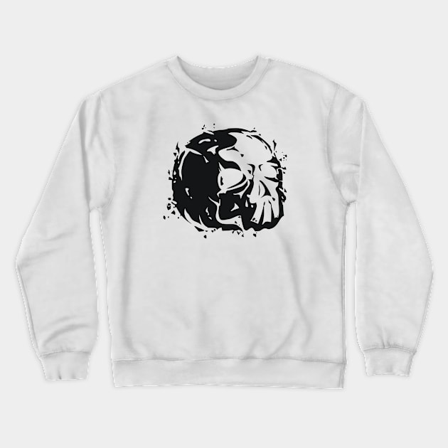 Skull Grunge Ink Crewneck Sweatshirt by Wolfkin Design